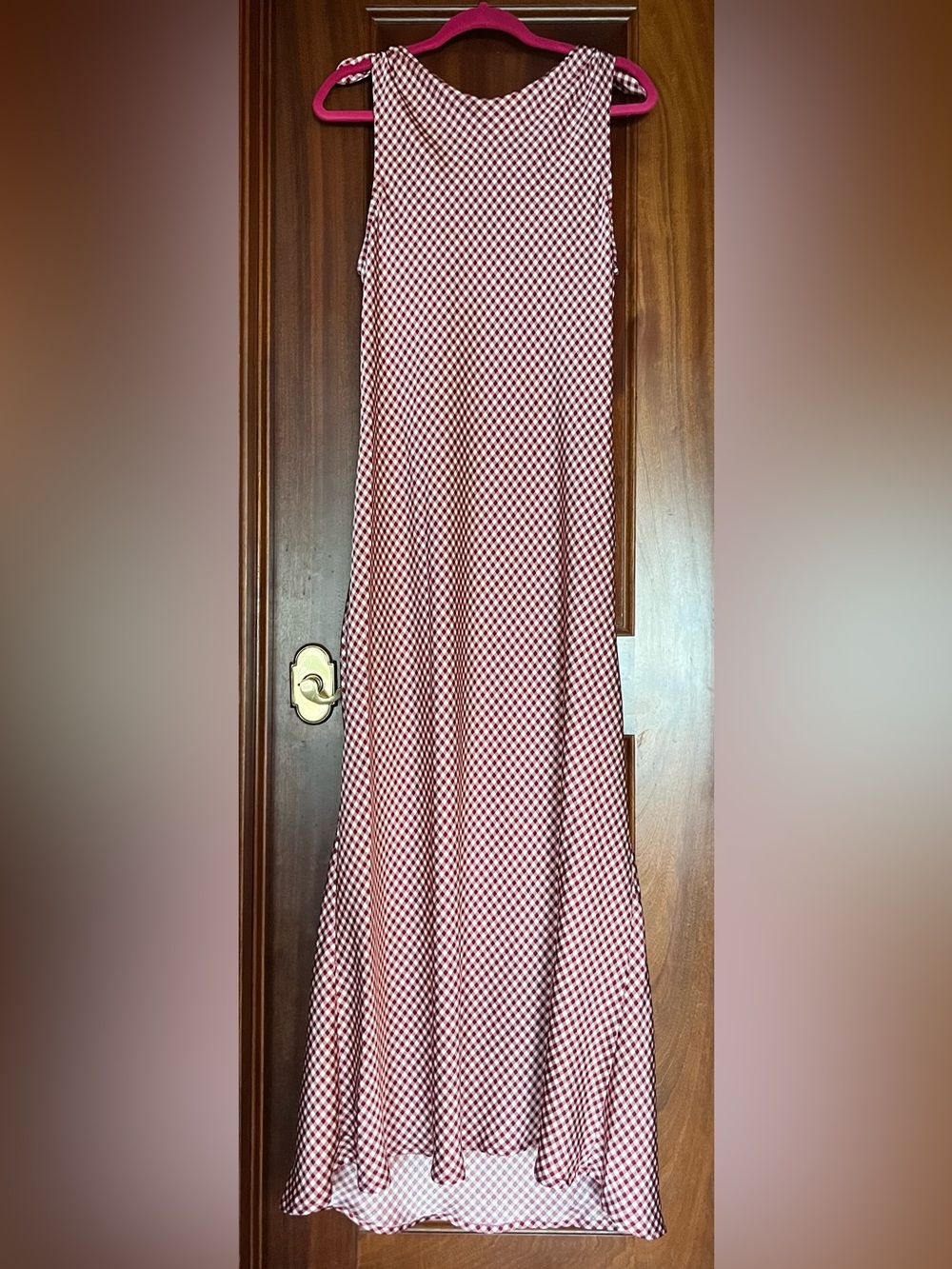 CAROLINE CONSTAS Mariselle Red Gingham Maxi Dress size L Large (Doen ) - Picture 7 of 8